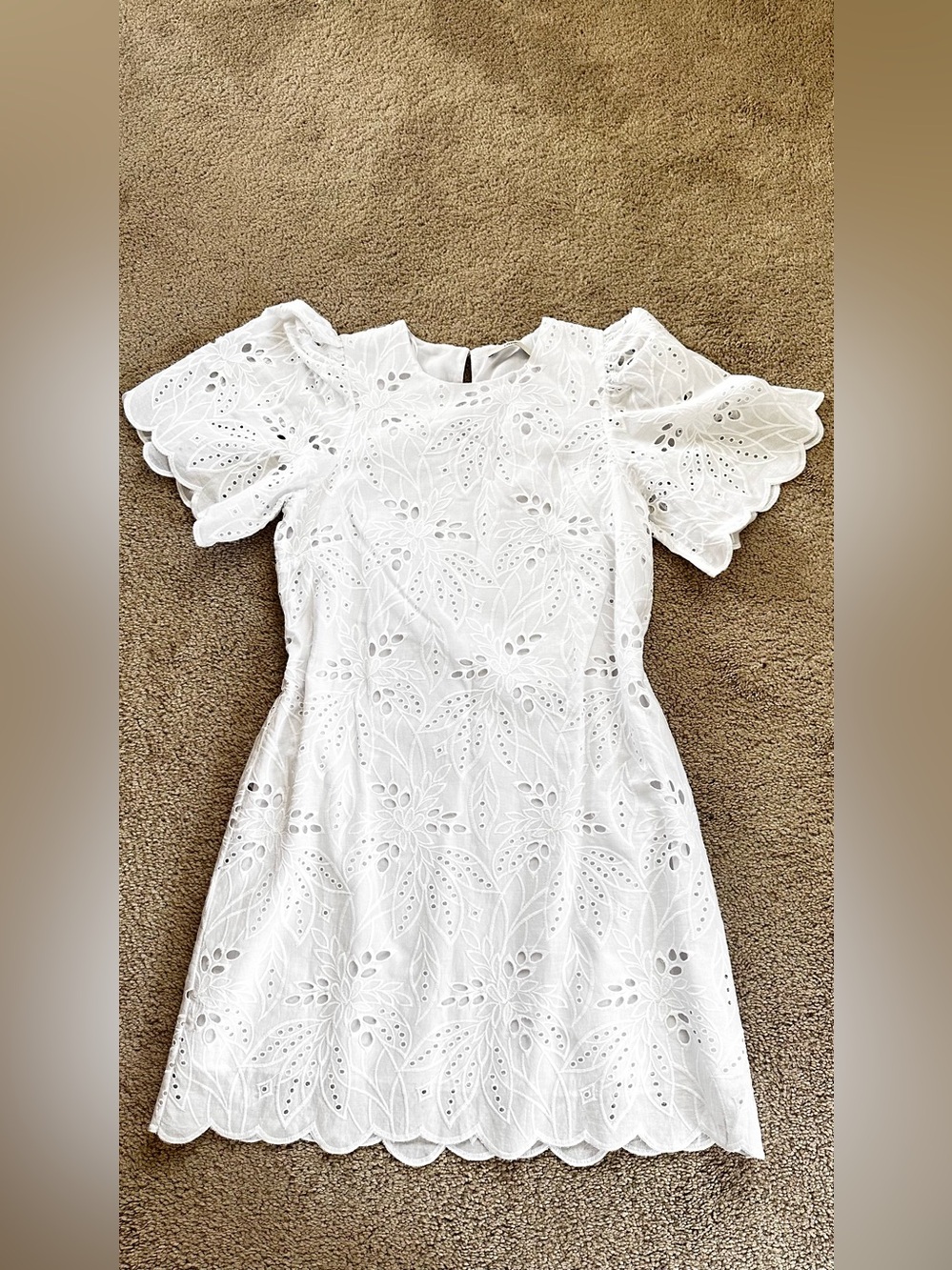 George White Broderie Anglaise Eyelet Puff Sleeve Dress Size 10